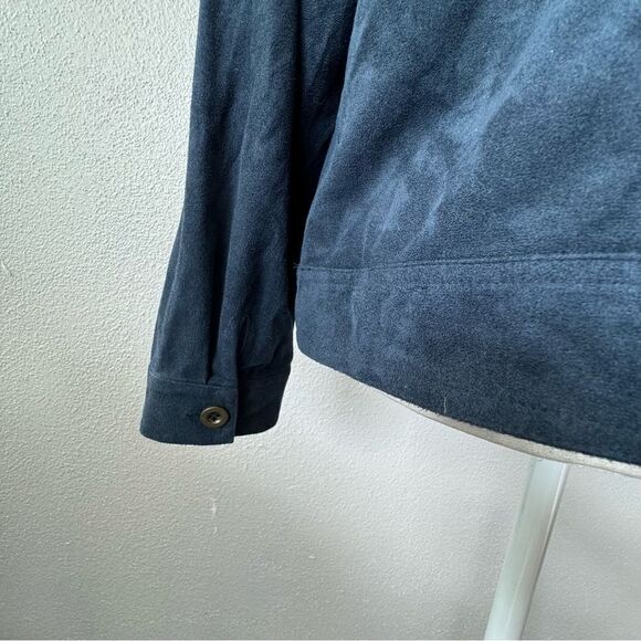 Ultra Suede Blue Jacket Military Style Long Sleeve - Picture 7 of 14